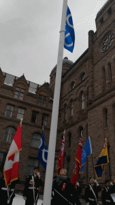 Flag being raised.