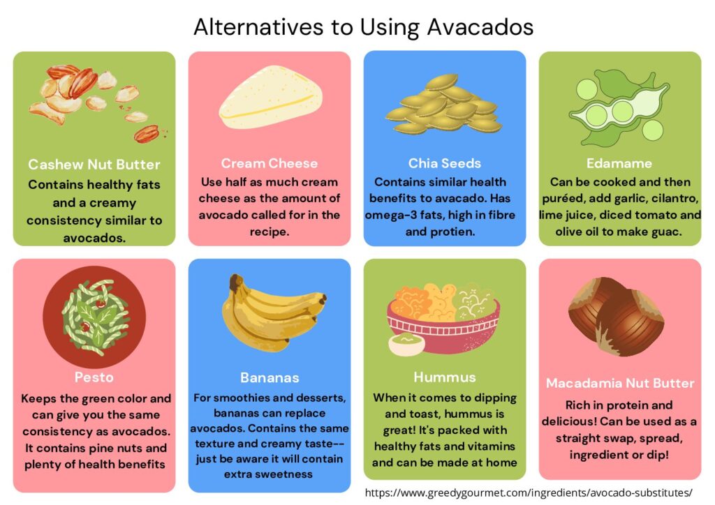 Alternatives to Using Avocados Inforgraphic.