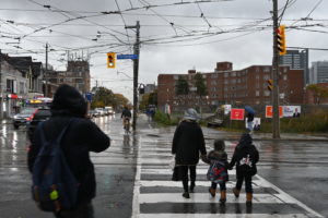 Children crossing crosswalk in Cabbagetown