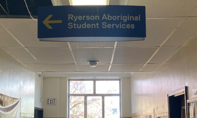 A photo of a sign that reads "Ryerson Aboriginal Student Services