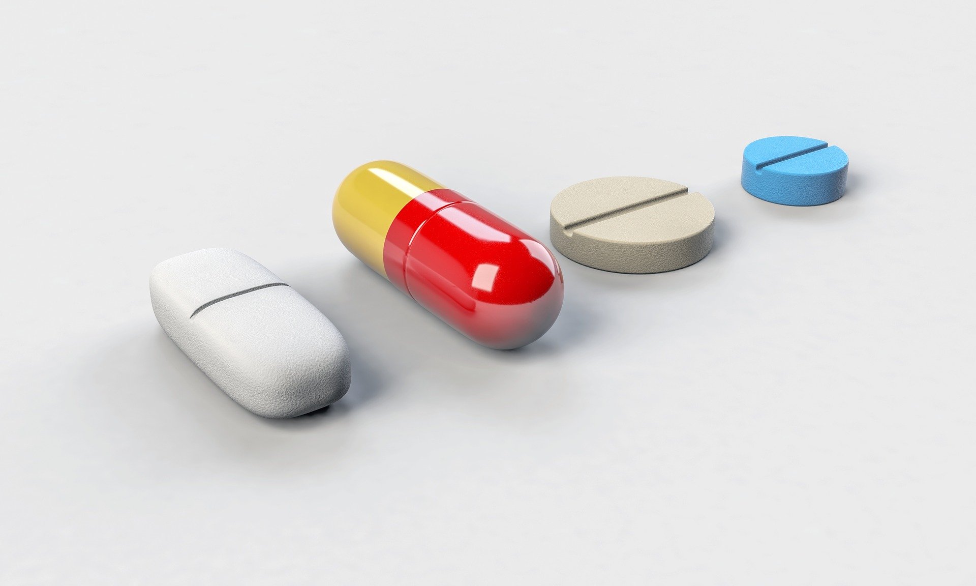 Photo of different kinds of pills.